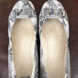Stuart weitzman snakeskin leather ballet flats